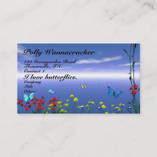 Customizable Butterflies and Flowers Business Card Templates