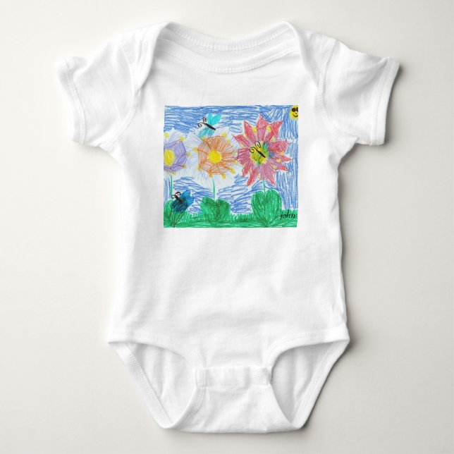 Butterflies and Flowers by john Baby Bodysuit (Front)