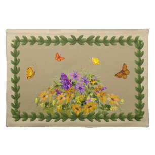 Butterflies and Flowers Cloth Placemat