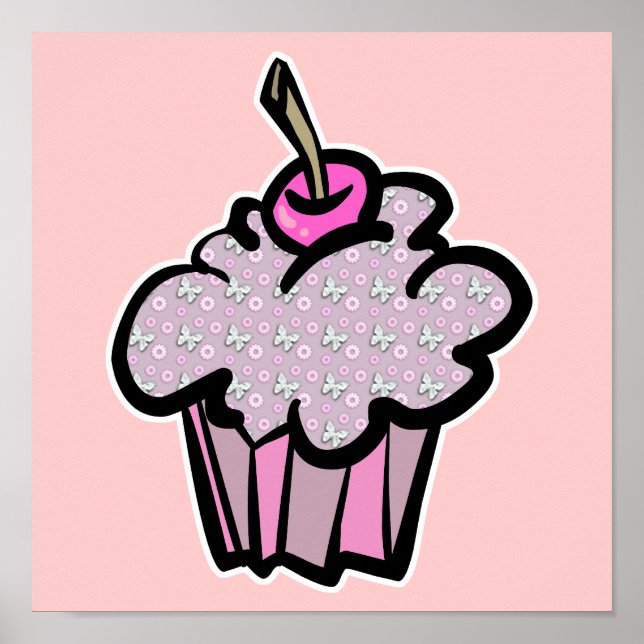 butterflies and flowers cupcakes poster (Front)