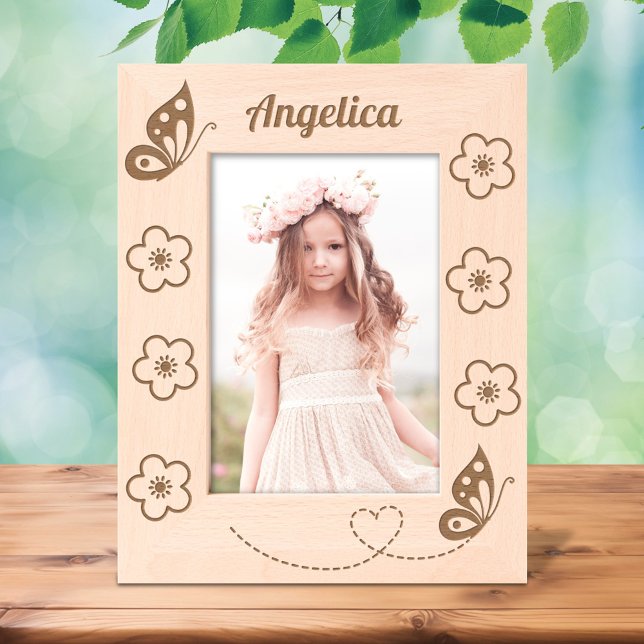 Butterflies and Flowers Custom Name 5x7 Engraved Frames (Creator Uploaded)