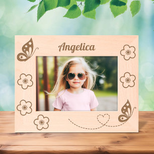 Butterflies and Flowers Custom Name 7x5 Engraved Frames