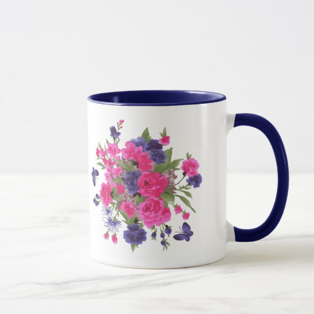Butterflies and Flowers Custom Name Mother's Day  Mug (Right)