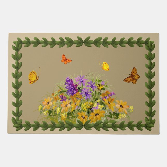 Butterflies and Flowers Doormat (Front)