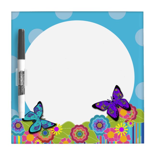 Butterflies and Flowers Dry Erase Board (Front)