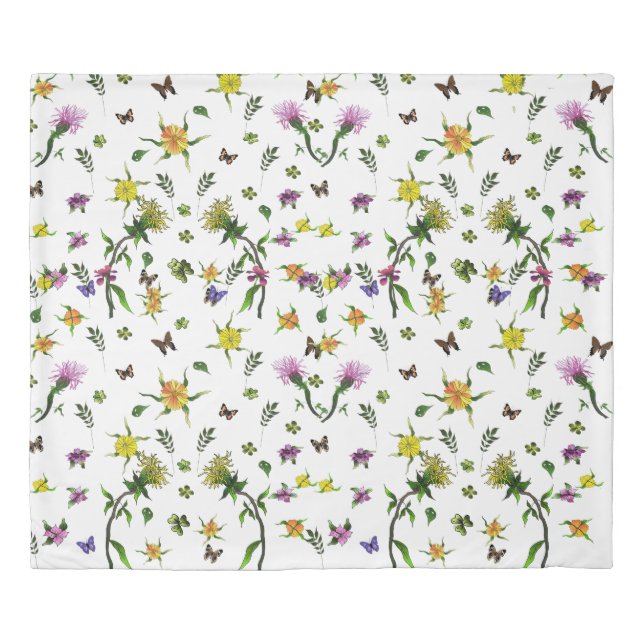 Butterflies and Flowers Duvet Cover (Front)