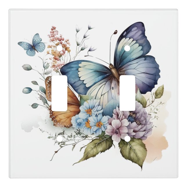 Butterflies and Flowers Floral  Light Switch Cover (Front)