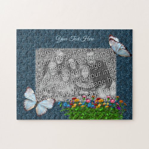 Butterflies And Flowers Frame Add Your Photo  Jigsaw Puzzle