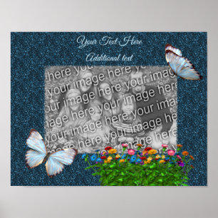 Butterflies And Flowers Frame Add Your Photo Poster