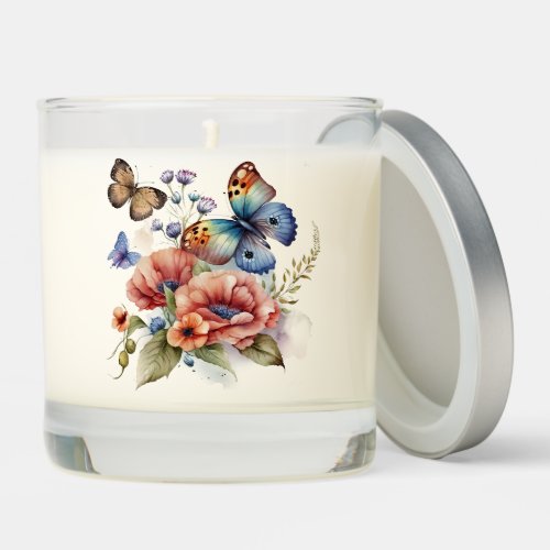 Butterflies and Flowers Greenery  Scented Candle