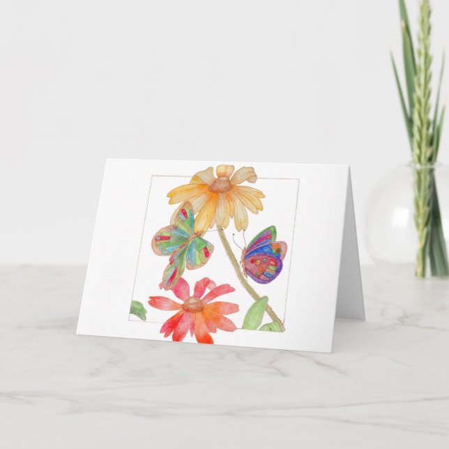 Butterflies and flowers greeting card (Front)