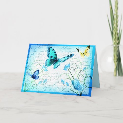 BUTTERFLIES AND FLOWERS _ GREETING CARD _ BLANK