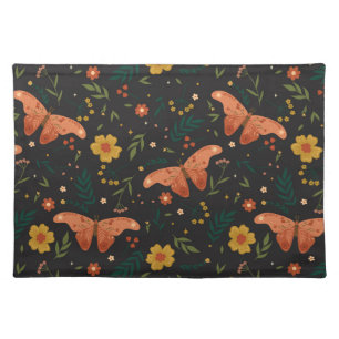 Butterflies and Flowers Hand Drawn Sketch Cloth Placemat
