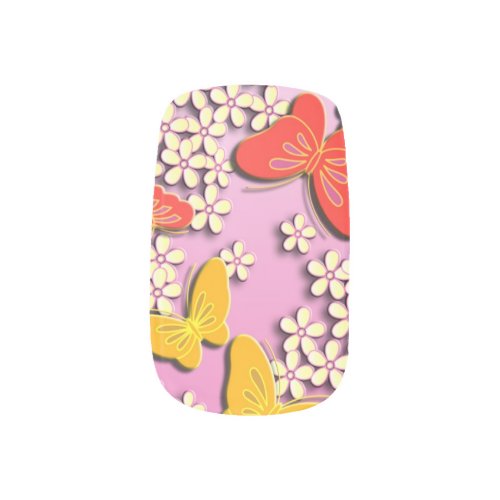 Butterflies and flowers japanese pattern minx nail wraps