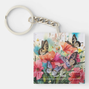 Butterflies and Flowers Keychain