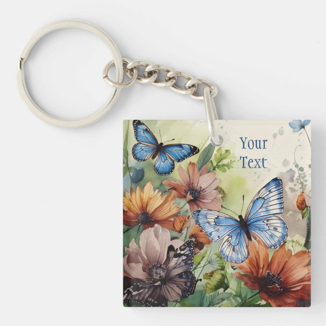 Butterflies and Flowers Keychain (Front)