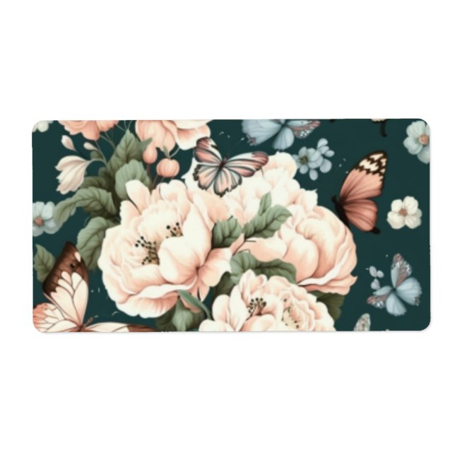 Butterflies and flowers  label (Front)