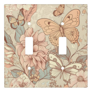 Butterflies and flowers light orange eWatch Watch Switch Cover