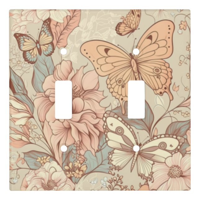 Butterflies and flowers light orange eWatch Watch Switch Cover (Front)