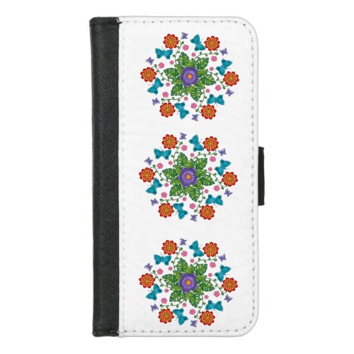 Butterflies and Flowers Mandala iPhone 87 Wallet Case