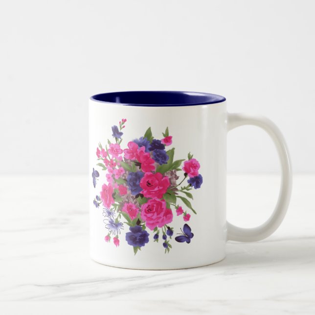 Butterflies and Flowers Mother's Day Gift  Two-Tone Coffee Mug (Right)