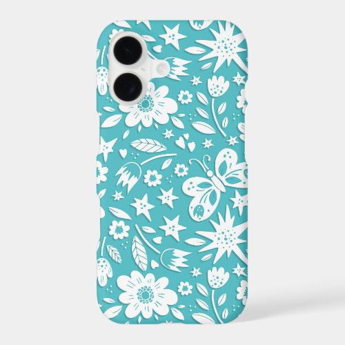 Butterflies And Flowers On Aqua iPhone 17 Case