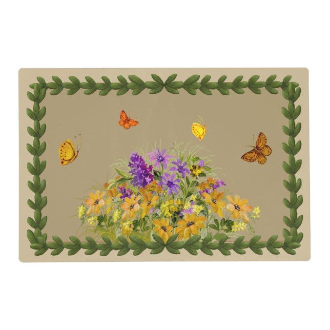 Butterflies and Flowers Paper Placemat (Front)