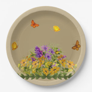 Butterflies and Flowers Paper Plates