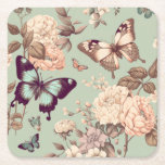 Butterflies and flowers pastel light green  square paper coaster<br><div class="desc">Butterflies and flowers green decor Butterflies and pastel flowers cute green decor beautiful wall decor beautiful stationery design for weddings for women for girls for stationery greeting cards wedding invitations greeting cards women birthdays women celebration invitation beautiful flowers and butterflies design for graduation invitations for school and university stationery notebooks...</div>