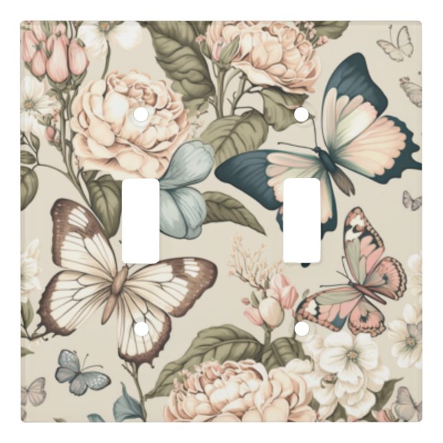 Butterflies and flowers pastel  light switch cover (Front)