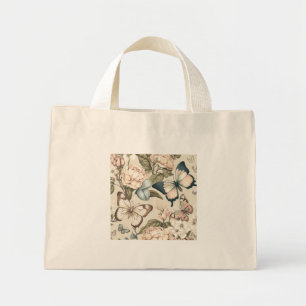 Butterflies and flowers pastel  mini tote bag