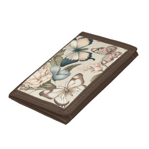Butterflies and flowers pastel trifold wallet