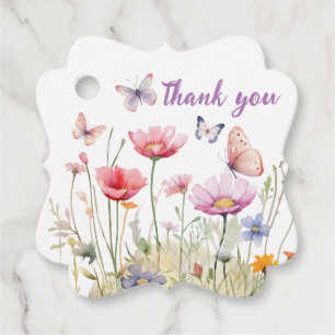 Butterflies and Flowers Scalloped Favor Tags