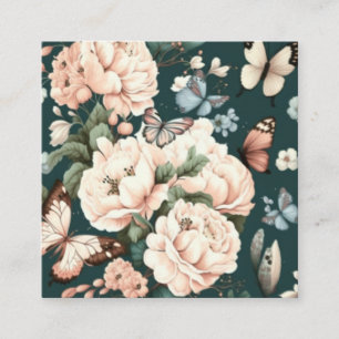 Butterflies and flowers square business card