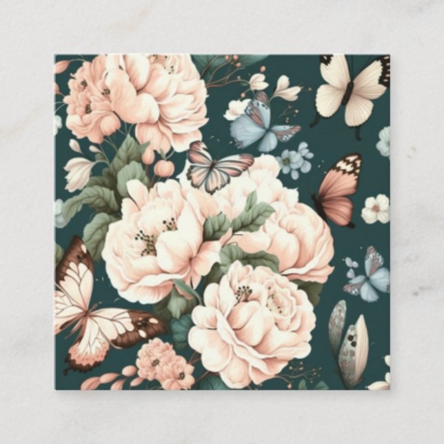 Butterflies and flowers  square business card (Front)