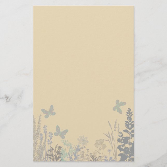 Butterflies and Flowers Stationery (Front)