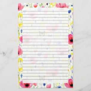 Butterflies and Flowers Stationery
