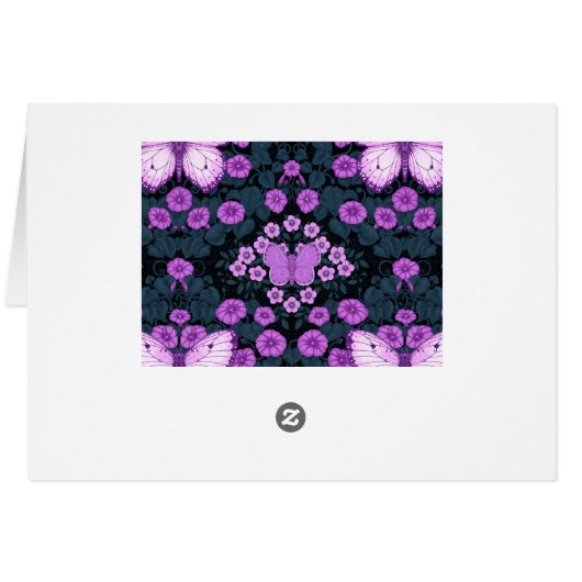 Butterflies and flowers symmetry, violet and blue (Back Horizontal)