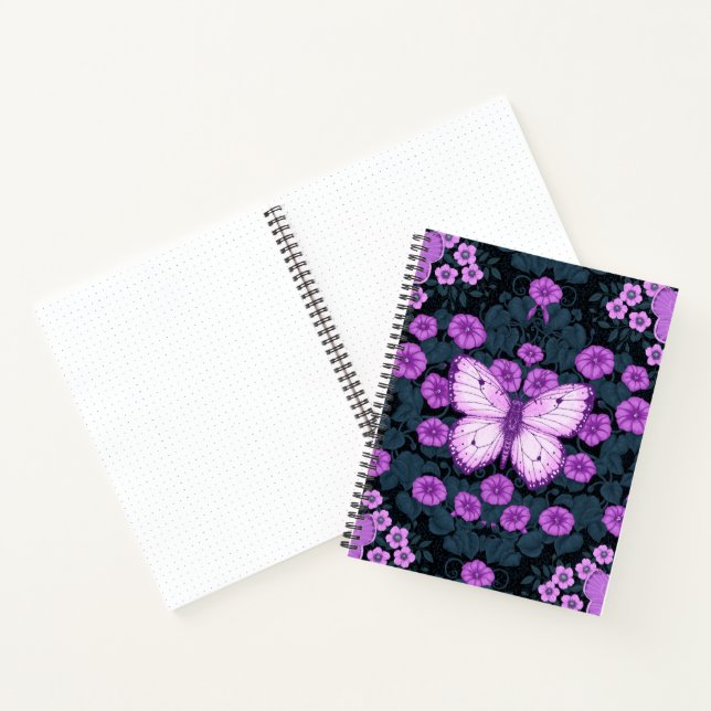 Butterflies and flowers symmetry, violet and blue notebook (Inside)