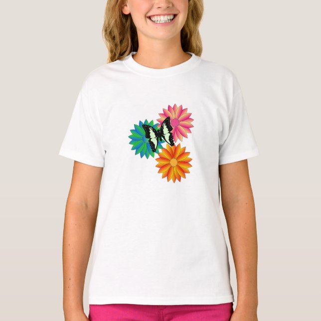 Butterflies and Flowers T-Shirt (Front)