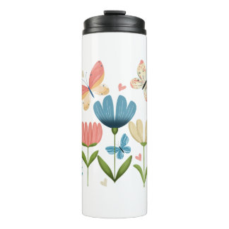 Butterflies and Flowers Thermal Tumbler