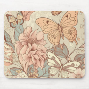 Butterflies and flowers tissue paper mouse pad
