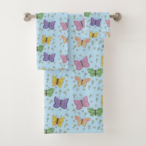 Butterflies and flowers towels