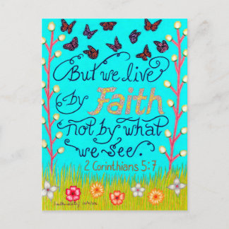Butterflies And Flowers Typography Bible Verse Postcard