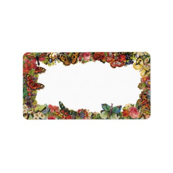 Butterflies And Flowers Vintage Border Label by Cardgallery at Zazzle