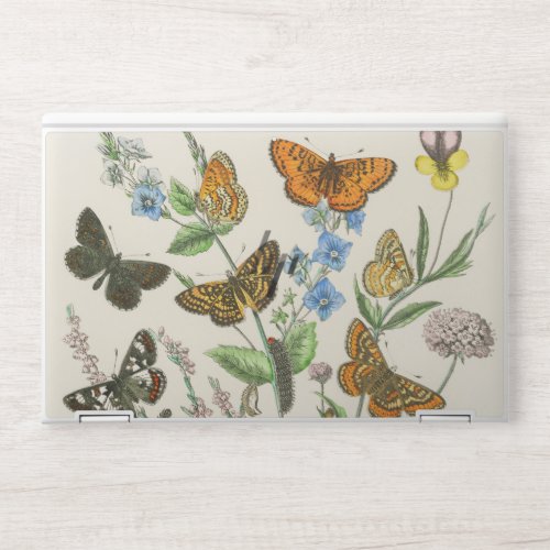 Butterflies and Flowers Vintage Illustration 1 HP Laptop Skin