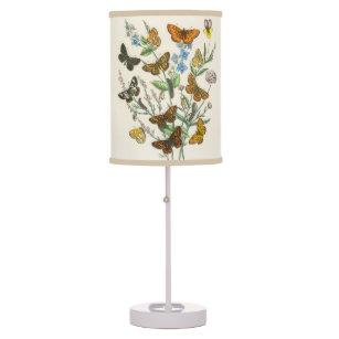 Butterflies and Flowers Vintage Illustration 1 Table Lamp