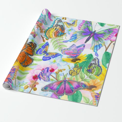 Butterflies and Flowers Wrapping Paper