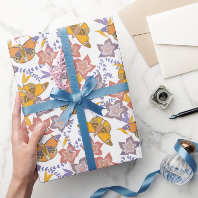 Butterflies and Flowers Wrapping Paper (Gifting)