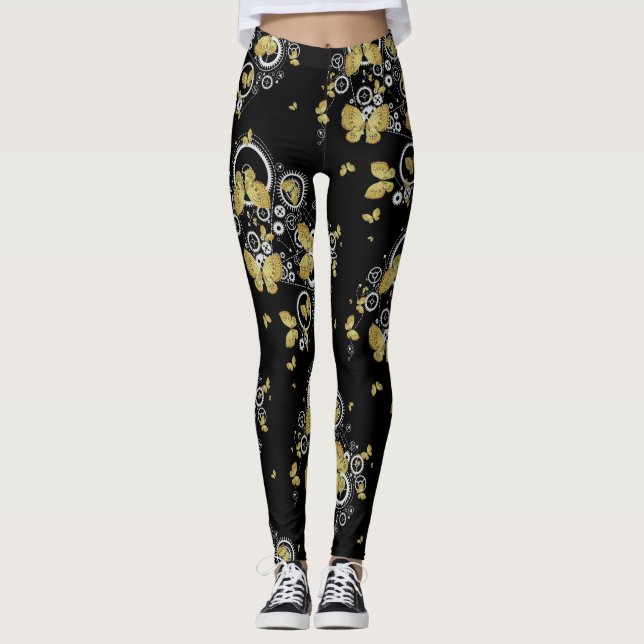 Butterflies and Gears.  Leggings (Front)